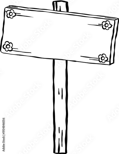 Blank Wooden Sign Outline Hand Drawn