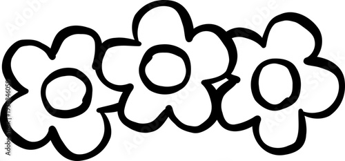 Flowers Crown Outline Cartoon Hand Drawn