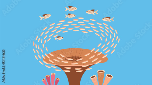 Marine fish coral ecosystem illustration