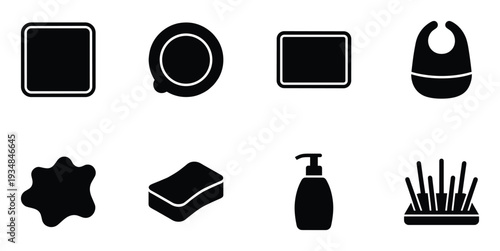 Collection of square and circle shapes icons with clean and minimalist design style for baby needs