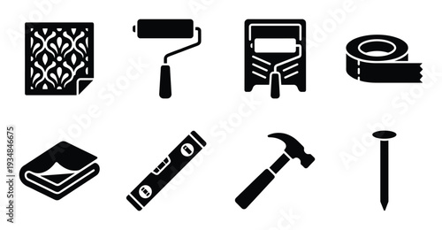 Decoration tools and instruments set for house improvements and general construction repair