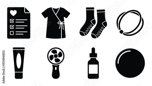 Essentials for postpartum recovery including comfort items for mother after giving birth to new baby