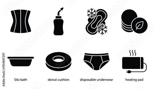 Postpartum recovery and comfort items for vaginal delivery and for healing after giving birth to baby