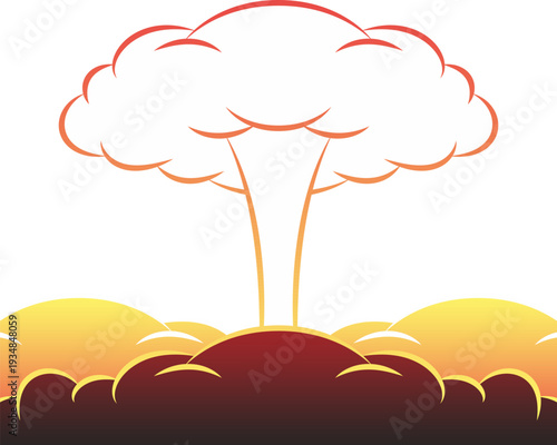 Vector illustration of a powerful nuclear explosion mushroom cloud.