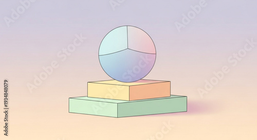 Colorful 3d pie chart on stacked blocks pastel background business statistics concept data analysis
