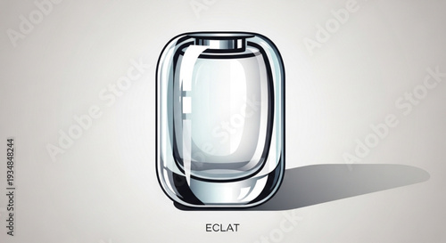 Elegant perfume bottle with silver cap and clear glass on white background with shadow