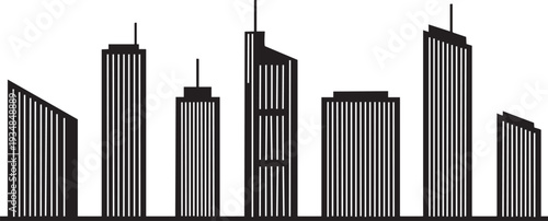 Modern city skyline silhouette with geometric buildings and skyscrapers in urban landscape panorama