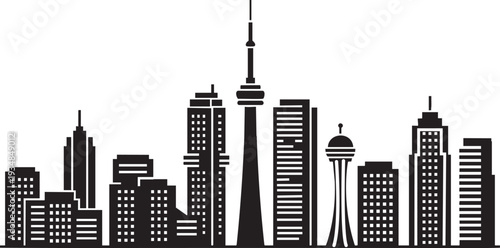 Iconic city skyline silhouette vector featuring famous landmarks and skyscrapers for a global urban design background