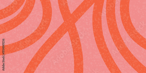 Abstract pink background with squiggly lines pattern, curvy stripe. Uneven hand drawn dynamic wavy line in orange color. Vector illustration for music festival, poster, banner.  Editable stroke.