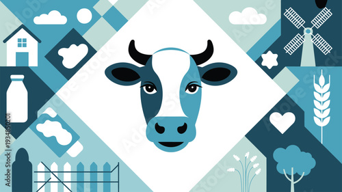 Cow head dairy farm pattern