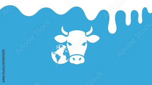 Cow head globe milk splash icon