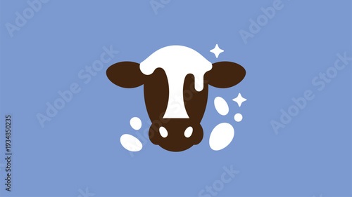 Cow head milk drops fresh dairy icon