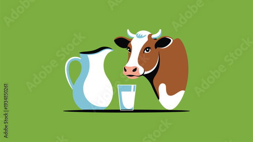 Cow horns milk pitcher glass vector