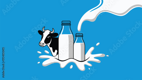 Cow milk bottles splash
