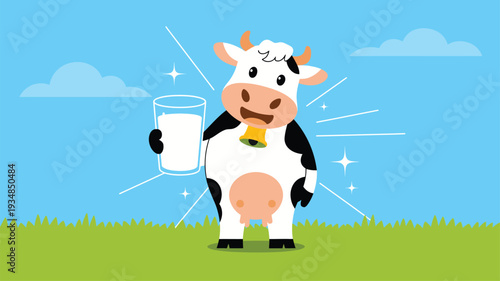 Cow Milk Glass Cartoon Fresh