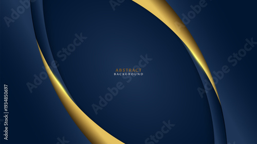 Dark blue abstract background with dynamic gold accents
