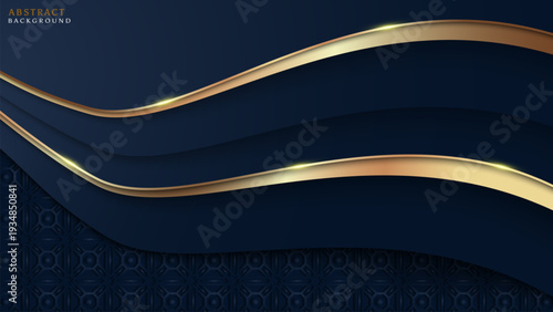 Dark blue background with sparkling wavy gold lines