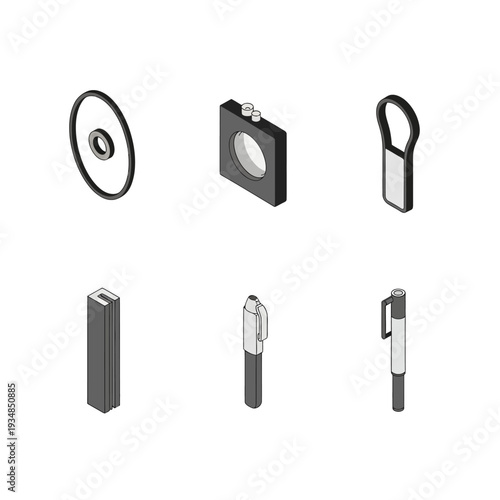 Isometric Objects Collection Vector Illustration.