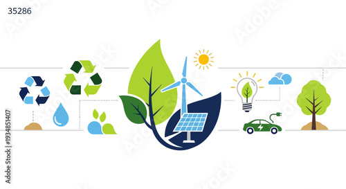 Set of 10 eco friendly icons vector