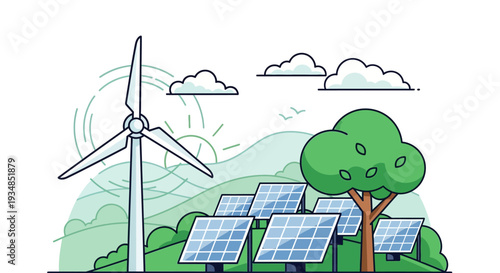 Vector illustration of renewable energy sources