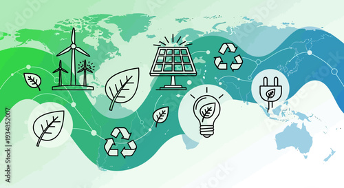 Vector eco-friendly icons set for sustainability and environment