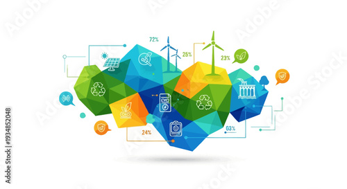 Set of colorful eco-friendly icons vector