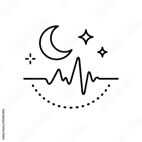 Sleep Rhythm Symbol – Minimal Line Sleep Cycle and Night Wellness Icon