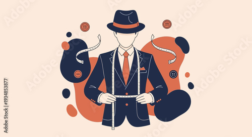 Man in Suit and Fedora Adjusting Tie.