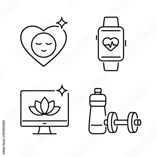 Wellness Dashboard Icons – Minimal Line Health and Lifestyle Interface Set