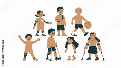 Children Disability Inclusion Flat Illustration