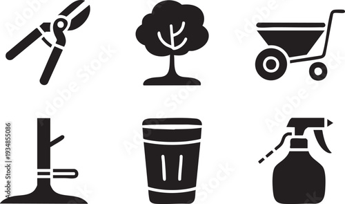 Gardening tools set on transparent background collection of garden equipment and plants for hobby and professional use