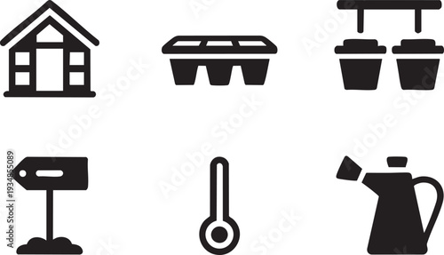 Gardening icons set on transparent background collection of garden supplies and accessories for hobby and work