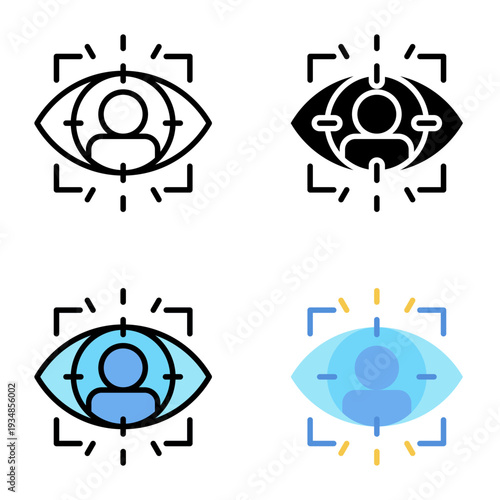 Eye tracking icon collection of various styles for design branding, print and digital media
