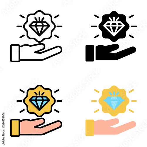 Value proposal icon collection of various styles for design branding, print and digital media