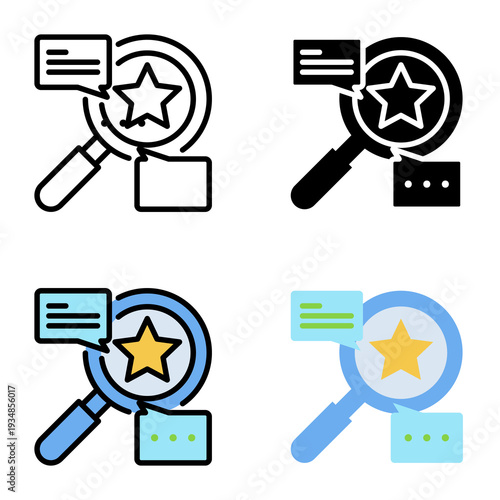 Qualitative research icon collection of various styles for design branding, print and digital media