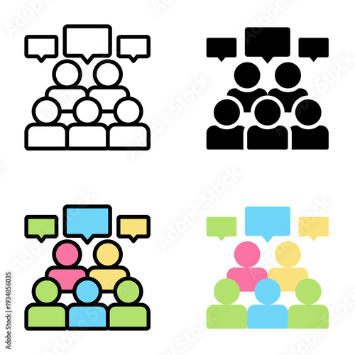 Public opinion icon collection of various styles for design branding, print and digital media