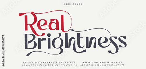 Real Brightness Elegant Font Uppercase Lowercase Number And Ampersand. Classic Lettering Minimal Fashion Designs. Typography modern serif fonts regular decorative vintage concept. vector illustration