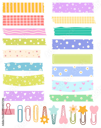 Cute Colorful Masking Tape and Paper Clips Set
