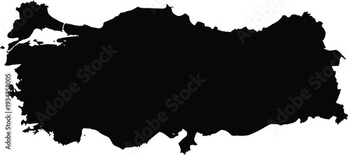 Accurate Real-World Map Silhouette of Turkey 
Precise silhouette map of Turkey with accurate boundaries. Editable EPS vector ideal for Europe-Asia geography, travel graphics, and infographics.