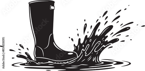 Rubber Boot Splashing in Water with Big Splash Effect