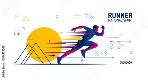 Dynamic Runner Illustration for Sports and Fitness.