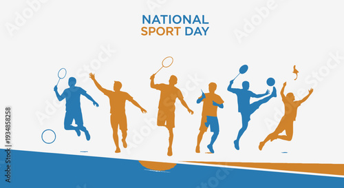 National Sport Day celebration with people playing tennis and other sports.