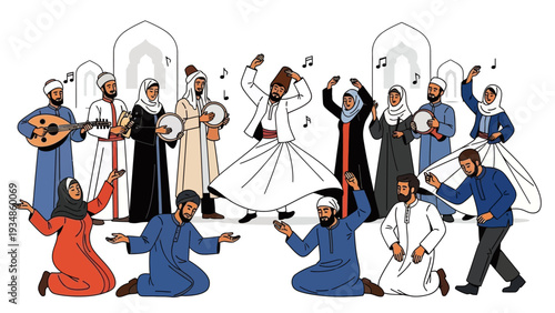 Group of People in Traditional Clothing Performing Spiritual Dance