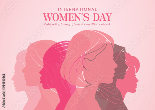 International Women's Day Diverse Women Silhouette Illustration Banner
