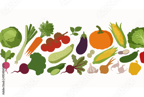 Bountiful Farm Vegetables Collection Vibrant Harvest Vector Illustration