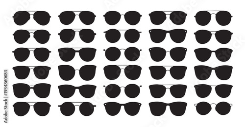 Large collection of diverse silhouette sunglasses models for men and women isolated on white background