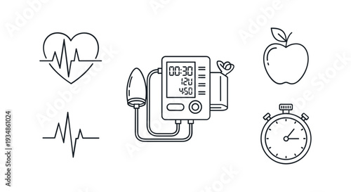 Blood Pressure Monitor with Heartbeat and Apple.