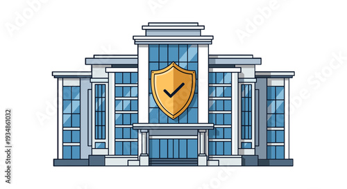 Building with Shield Security Protection.