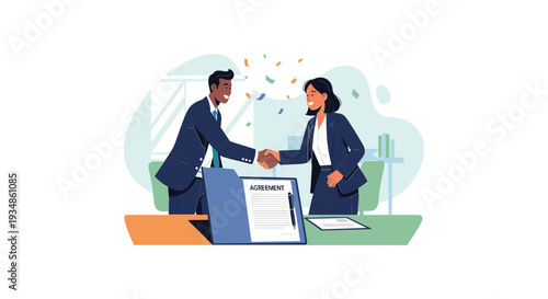 Business Professionals Shaking Hands in Office.