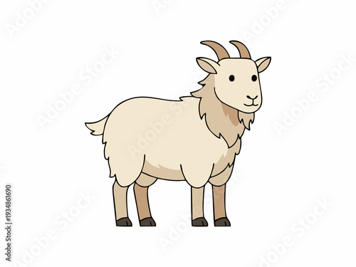 Cute goat cartoon illustration isolated on white background